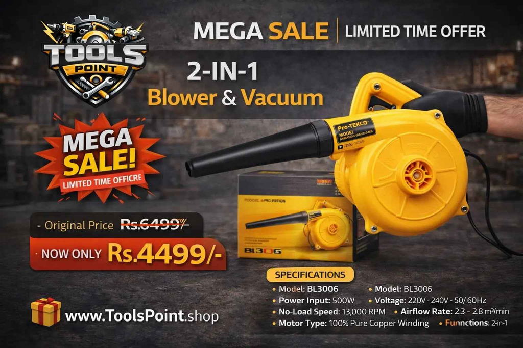 Pro'EKCO BL3006 Electric Air Blower  - 300W Copper Motor at 13,000 RPM | Ideal Dust Cleaner for Workshop