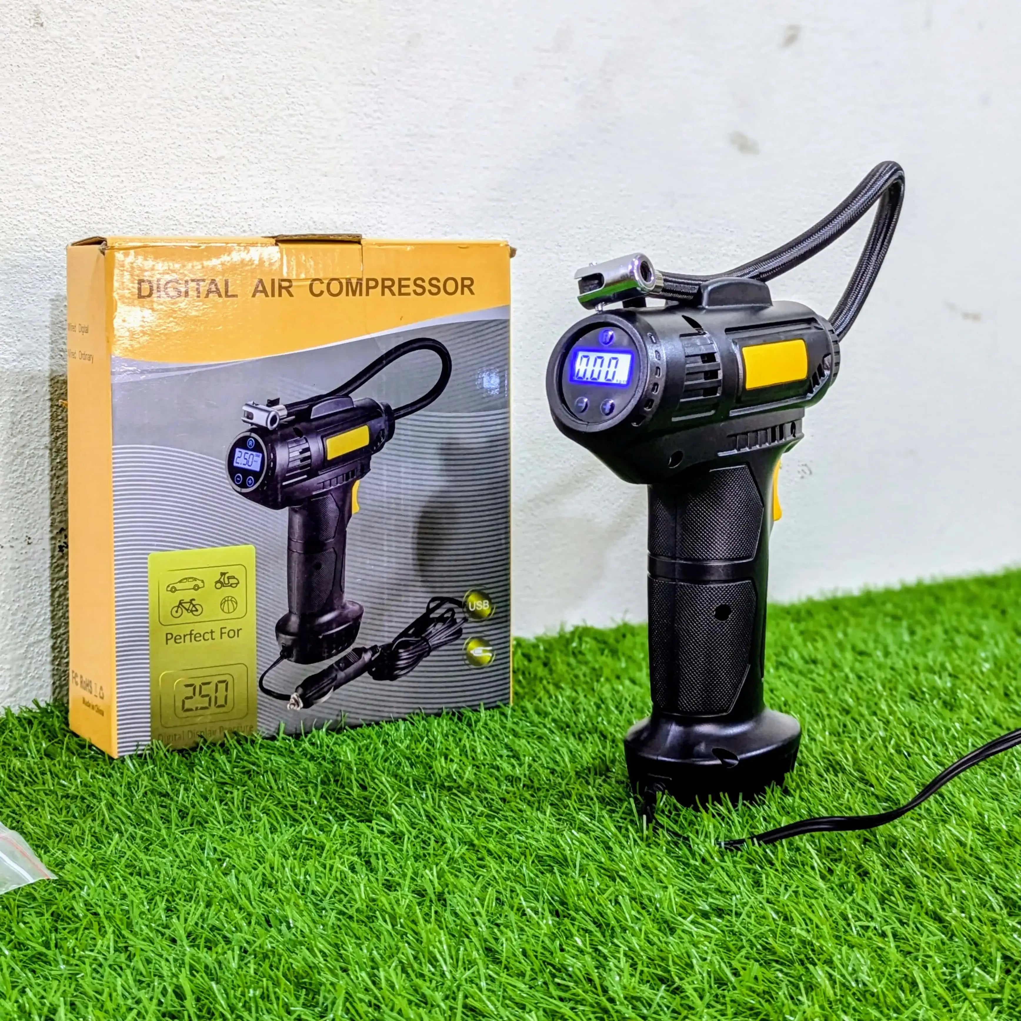 Digital Air Compressor for Car — 12V Portable Tyre  Inflator with LCD Display & Auto Shut-Off